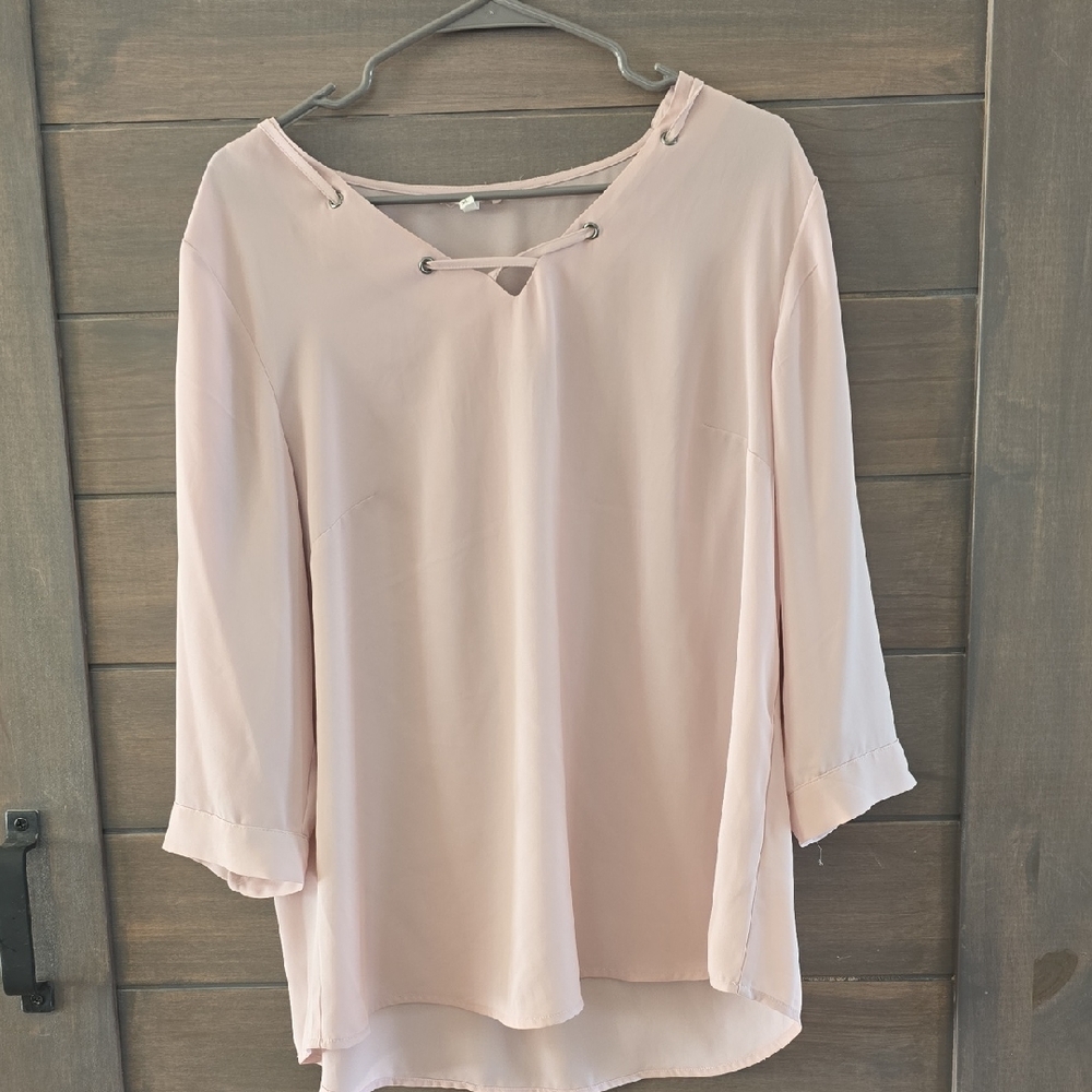 Maurices Light Pink Blouse with Grommet Detail